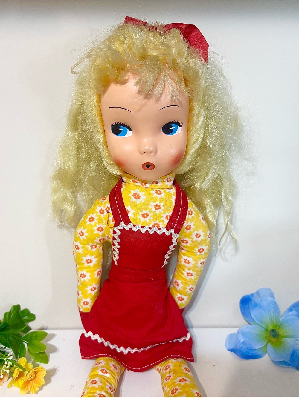 Vintage Looby Loo Long Leg Original Floral Rag Doll-Retro Girls/Kids Stuffed Toy